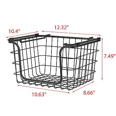 Oceanstar Stackable Metal Wire Storage Basket Set for Pantry, Countertop, Kitchen or Bathroom, Set of 3