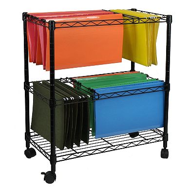 Oceanstar Portable 2-Tier Metal Rolling File Cart