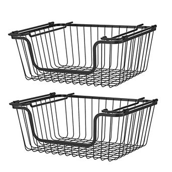 Oceanstar Stackable Metal Wire Storage Basket Set for Pantry, Countertop, Kitchen or Bathroom, Set of 2