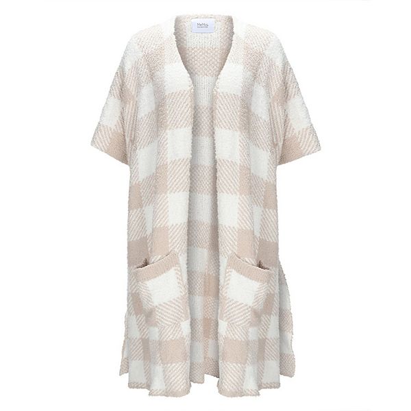 Women's Plaid Cozy Knit Wearable Throw Robe