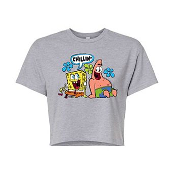 Juniors' Spongebob Chillin' Cropped Graphic Tee