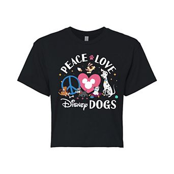 Disney Dogs Juniors' Peace Love Cropped Tee