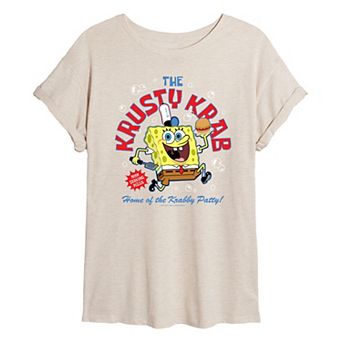 Juniors' Spongebob The Krusty Krab Oversized Graphic Tee