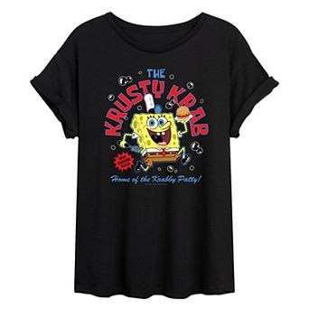 Juniors' Spongebob The Krusty Krab Oversized Graphic Tee