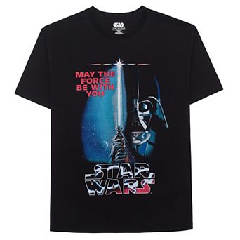 Big & Tall Star Wars Darth Vader "May The Force Be With You" Lightsaber Retro Poster Graphic Tee