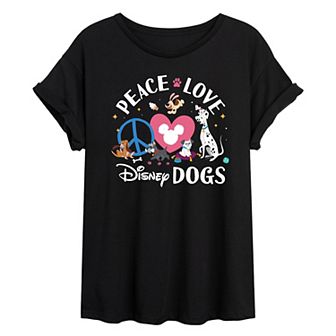 Disney Dogs Juniors' Peace Love Oversized Tee