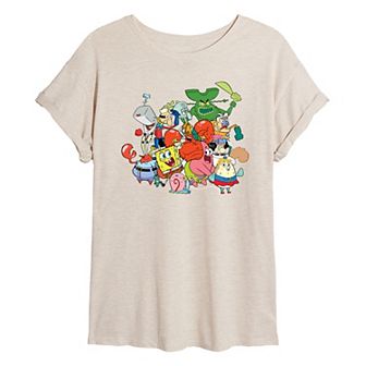 Juniors' SpongeBob SquarePants Friends Oversized Graphic Tee