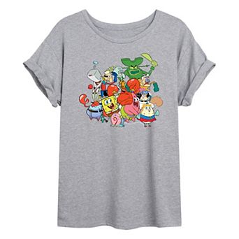 Juniors' SpongeBob SquarePants Friends Oversized Graphic Tee