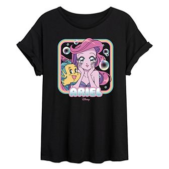 Disney's The Little Mermaid Ariel & Flounder Juniors' Manga Oversized Tee