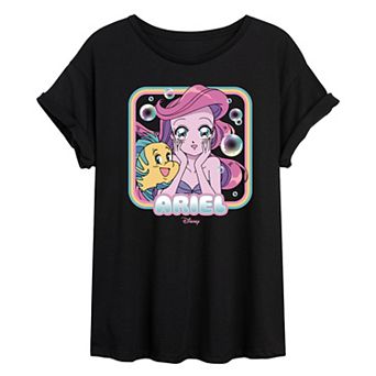 Disney's The Little Mermaid Ariel & Flounder Juniors' Manga Oversized Tee