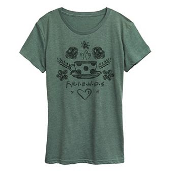 Women's Friends Floral Coffee Logo Graphic Tee