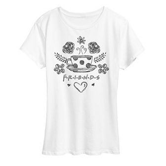 Women's Friends Floral Coffee Logo Graphic Tee