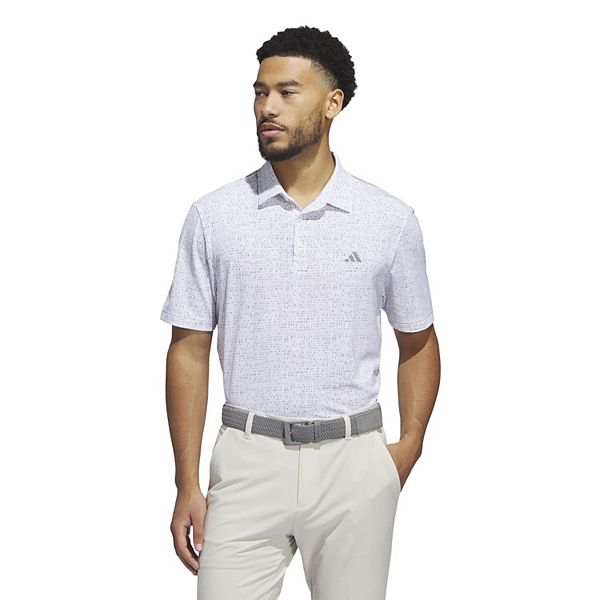 Men's adidas Ultimate365 Power Grid Print Golf Polo Shirt Color: White Size: L