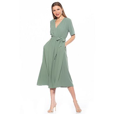 Women's ALEXIA ADMOR Larisa Fit & Flare Waist Tie Midi Dress