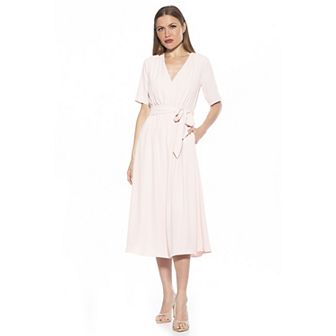 Women's ALEXIA ADMOR Larisa Fit & Flare Waist Tie Midi Dress