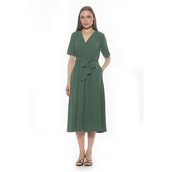 Women's ALEXIA ADMOR Larisa Fit & Flare Waist Tie Midi Dress