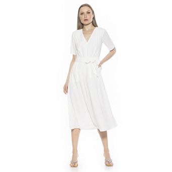 Women's ALEXIA ADMOR Larisa Fit & Flare Waist Tie Midi Dress