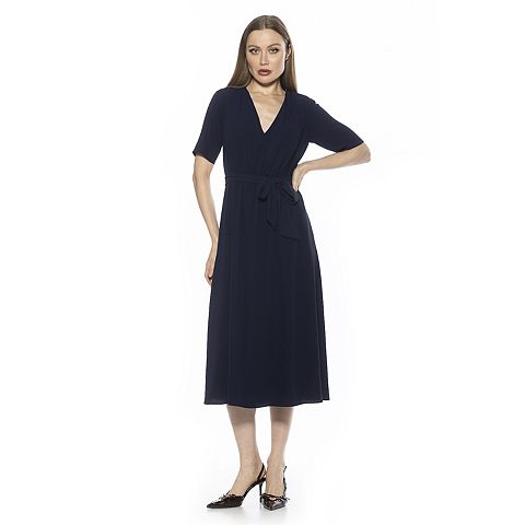 Женские платья ALEXIA Women's ALEXIA ADMOR Larisa Fit & Flare Waist Tie Midi Dress
