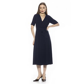 Women's ALEXIA ADMOR Larisa Fit & Flare Waist Tie Midi Dress