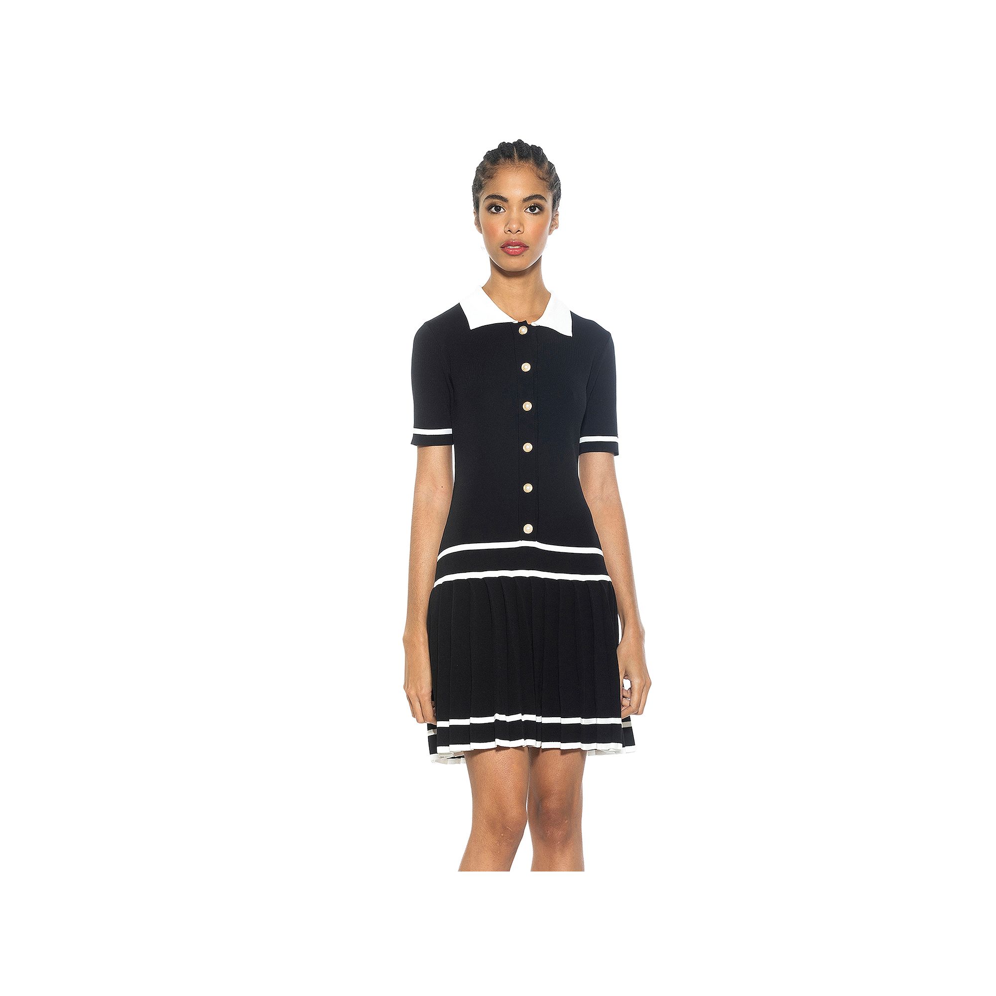 Womens ALEXIA ADMOR Lucinda Collared Short Sleeve Tennis Dress, Size: XS, 