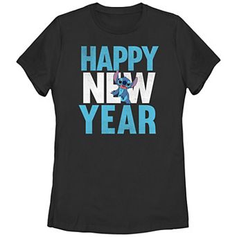 Juniors' Lilo & Stitch Happy New Year Stitch Graphic Tee