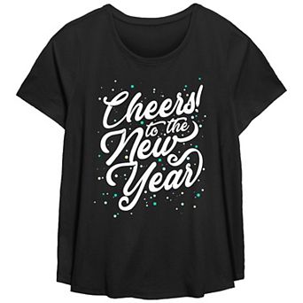 Missy Plus Size Cheers! To The New Year Flowy Tee