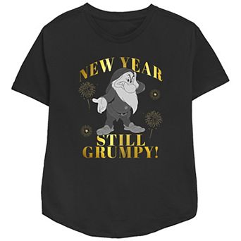 Women's Snow White And The Seven Dwarfs New Year Still Grumpy Relaxed Fit Graphic Tee