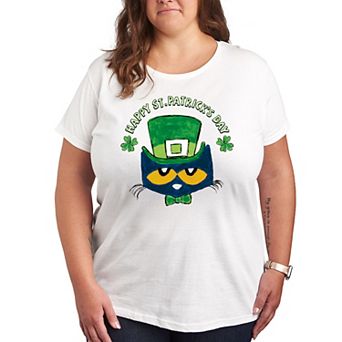 Plus Pete the Cat St. Patricks Day Pete Face Graphic Tee