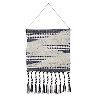 Boho Geometric Woven Cotton Fringed Wall Hanging Tapestry 35" x 19"