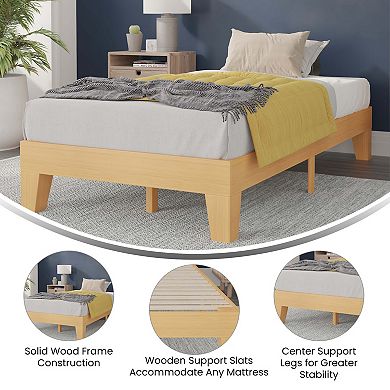 Merrick Lane Eduardo Platform Bed Frame, Solid Wood Platform Bed Frame With Slatted Support