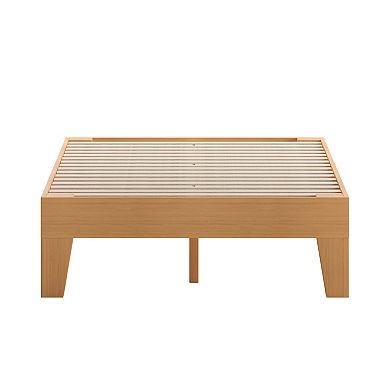 Merrick Lane Eduardo Platform Bed Frame, Solid Wood Platform Bed Frame With Slatted Support