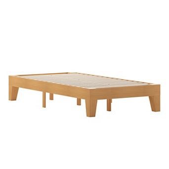 Merrick Lane Eduardo Platform Bed Frame, Solid Wood Platform Bed Frame With Slatted Support