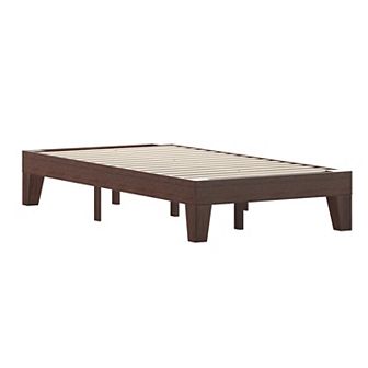 Merrick Lane Eduardo Platform Bed Frame, Solid Wood Platform Bed Frame With Slatted Support