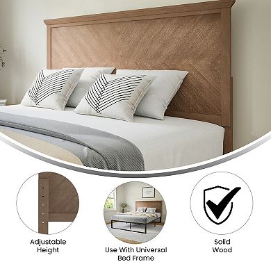 Merrick Lane Marta Herring Bone Wooden Adjustable Headboard Only