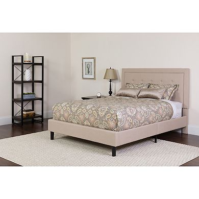 Emma and Oliver Tufted Panel Upholstered Platform Bed with Pocket Spring Mattress