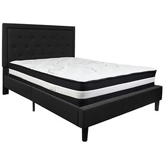 Emma and Oliver Tufted Panel Upholstered Platform Bed with Pocket Spring Mattress