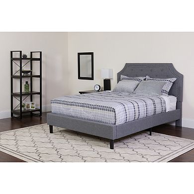 Emma and Oliver Arched Tufted Upholstered Platform Bed and Memory Foam Pocket Spring Mattress