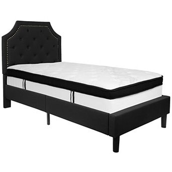 Emma and Oliver Arched Tufted Upholstered Platform Bed and Memory Foam Pocket Spring Mattress
