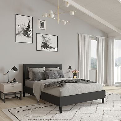 Merrick Lane West Avenue Headboard Upholstered Headboard With Metal Frame and Adjustable Rail Slots