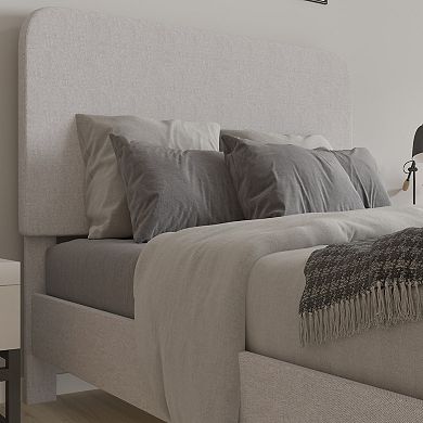 Merrick Lane Remi Platform Bed with Headboard - Upholstered Frame - 14 Wooden Slats