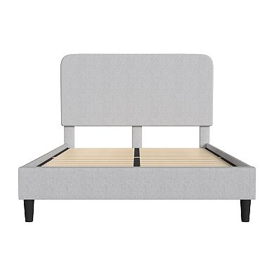 Merrick Lane Remi Platform Bed with Headboard - Upholstered Frame - 14 Wooden Slats
