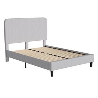 Merrick Lane Remi Platform Bed with Headboard - Upholstered Frame - 14 Wooden Slats