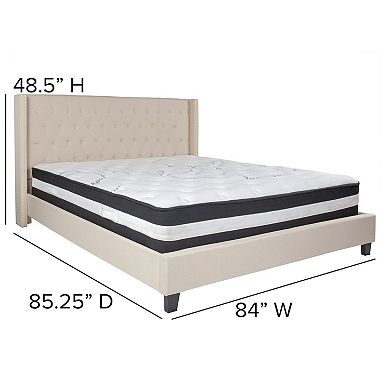 Emma and Oliver Extended Side Accent Nail Trimmed Platform Bed & Mattress