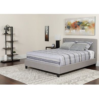 Emma and Oliver Button Tufted Upholstered Platform Bed and Memory Foam Pocket Spring Mattress