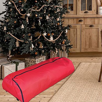 Red Rolling Christmas Tree Storage Bag for Trees Up to 7.5ft