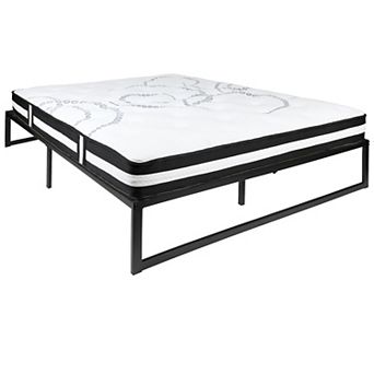 Emma and Oliver 14" Platform Bed Frame & 12" Mattress in a Box - No Box Spring Required