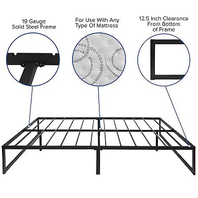 Emma and Oliver 14" Platform Bed Frame & 12" Mattress in a Box - No Box Spring Required