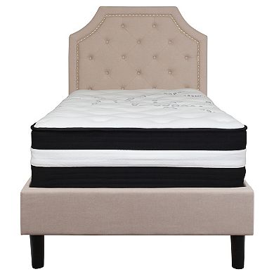 Emma and Oliver Arched Tufted Upholstered Platform Bed with Pocket Spring Mattress