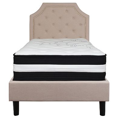 Emma and Oliver Arched Tufted Upholstered Platform Bed with Pocket Spring Mattress