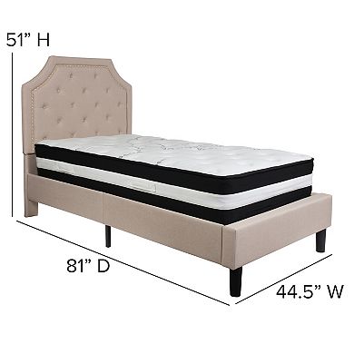 Emma and Oliver Arched Tufted Upholstered Platform Bed with Pocket Spring Mattress